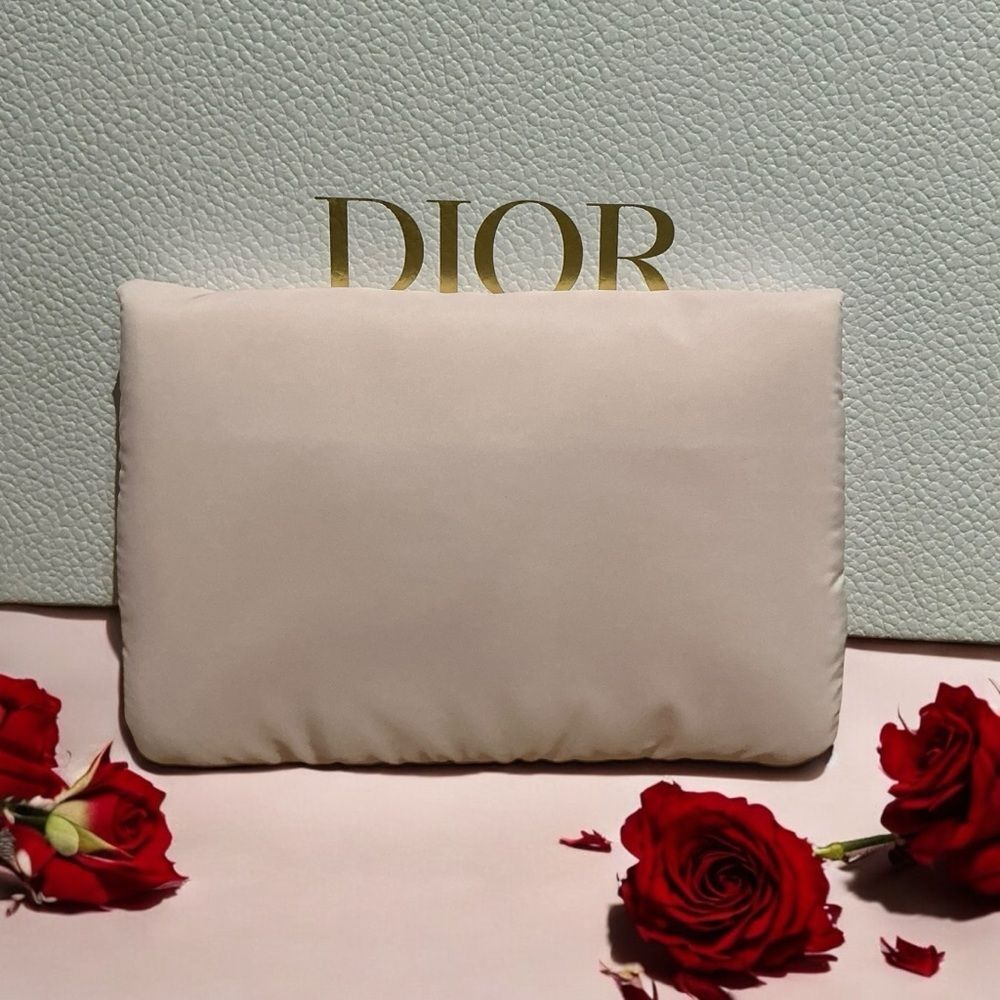 Dior Pink Folding Puffy Cosmetic Bag Pouch Clutch Travel Makeup - Picture 2 of 11